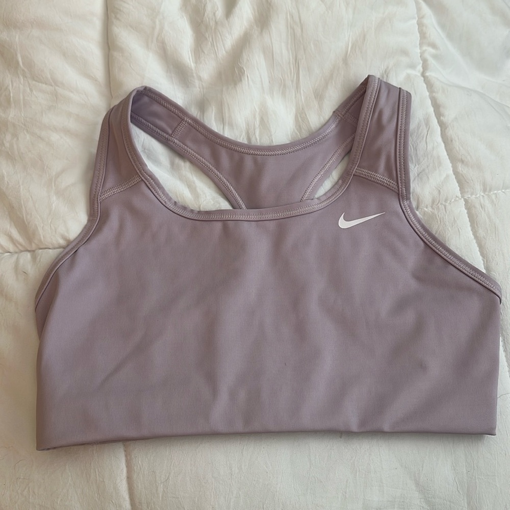 Nike Dri-Fit Sports Bra light lilac w/ white swoosh athletic‎